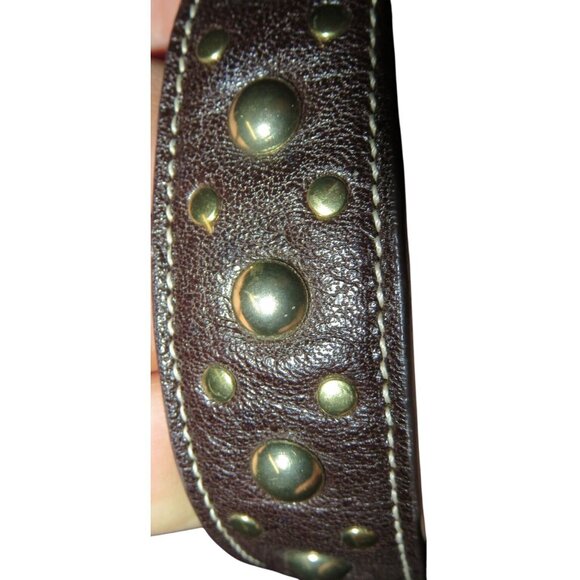 COACH 2006 Maggie Brass Studded Metallic Tan Suede & Brown Leather  Hobo Bag - Picture 9 of 12